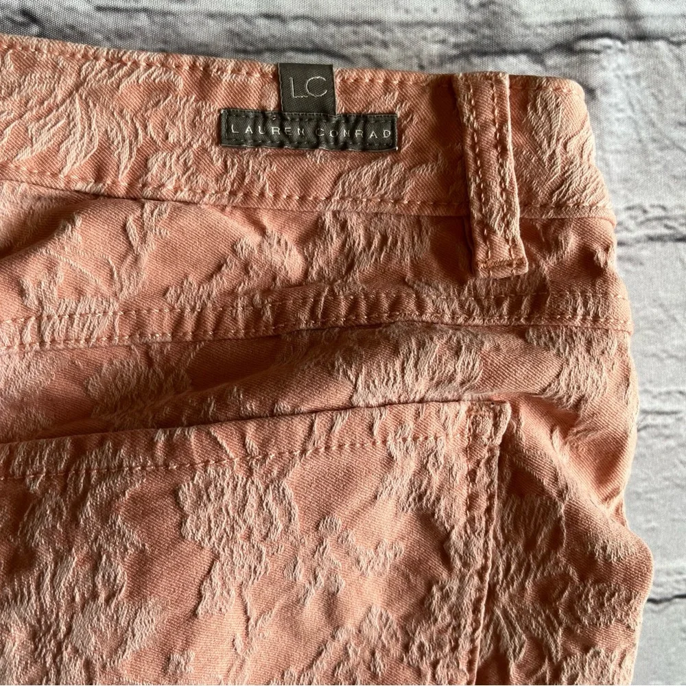 LC Lauren Conrad Coral Jacquard Pants 12 Casual Floral - Picture 9 of 10